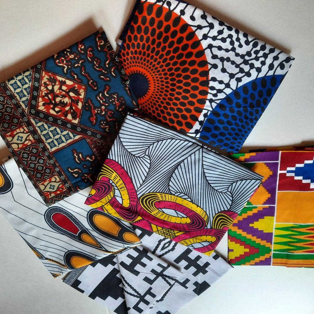 BOGO BUY ONE GET ONE FREE--6 Random Fat Quarter Bundle/African Fabric/6 Pcs - - Picture 7 of 14